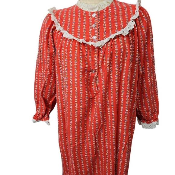 Vintage Mamary Cotton Long Night Gown Night Dress Sz Small VTG - Picture 2 of 5
